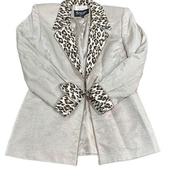 CACHE SOLINI NEW YORK Vintage Shimmer Rhinestone Leopard Cheetah Print Dress Coc - Picture 1 of 10